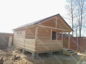БАНЯ ИЗ БРУСА 6×8 «Б32» (48 кв.м., 1 этаж, 6 на 8, с террасой, санузлом и большой комнатой отдыха)