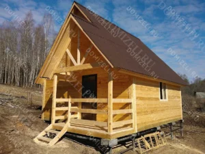БАНЯ ИЗ БРУСА 6×6 «Б30» (63,9 кв.м., 2 этажа, 6 на 6, с мансардой, санузлом и душевой)